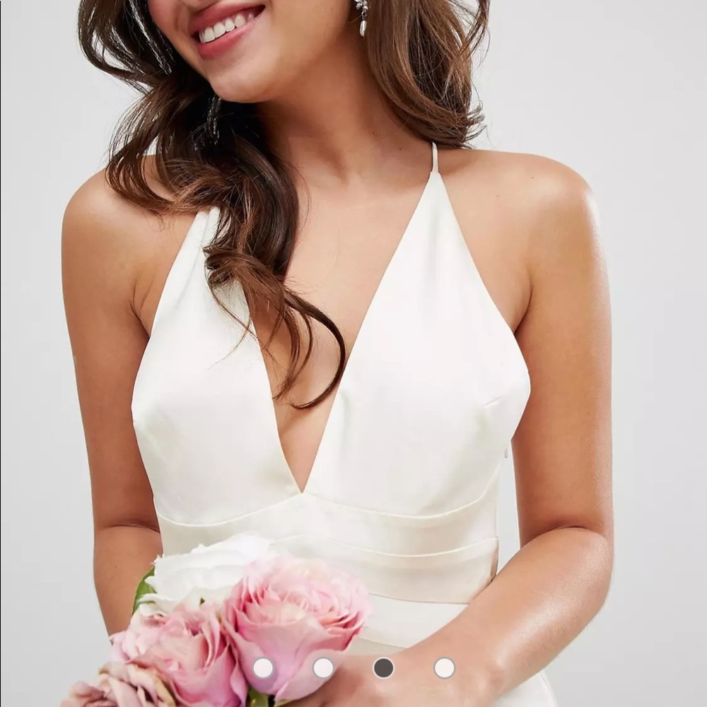 ASOS White V-Neck Spaghetti Strap Wedding Dress